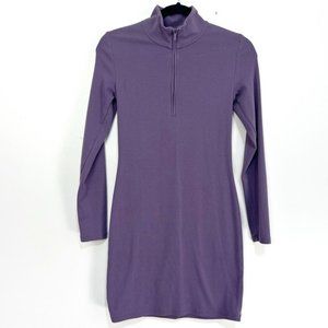Sunday Best Half-Zip Long Sleeve Mockneck Midi Dress